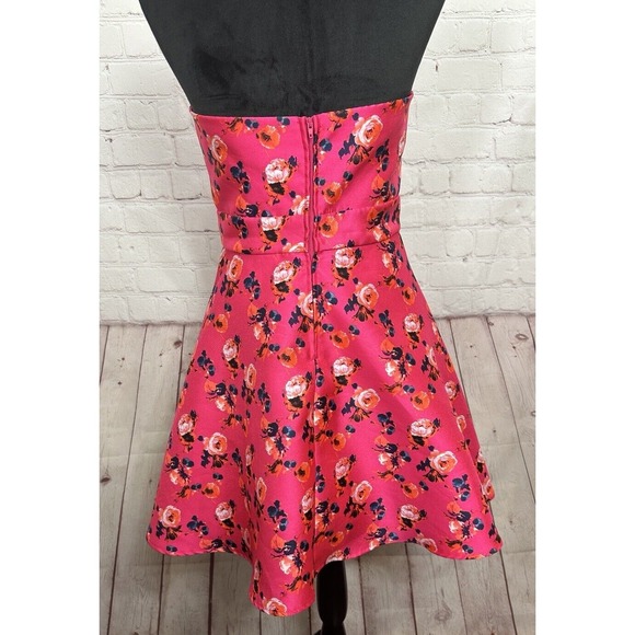 B Darlin Fuchsia Strapless Floral Gown Prom Formal Short Dance‎ Dress Sz 7 8 EUC - Picture 2 of 6